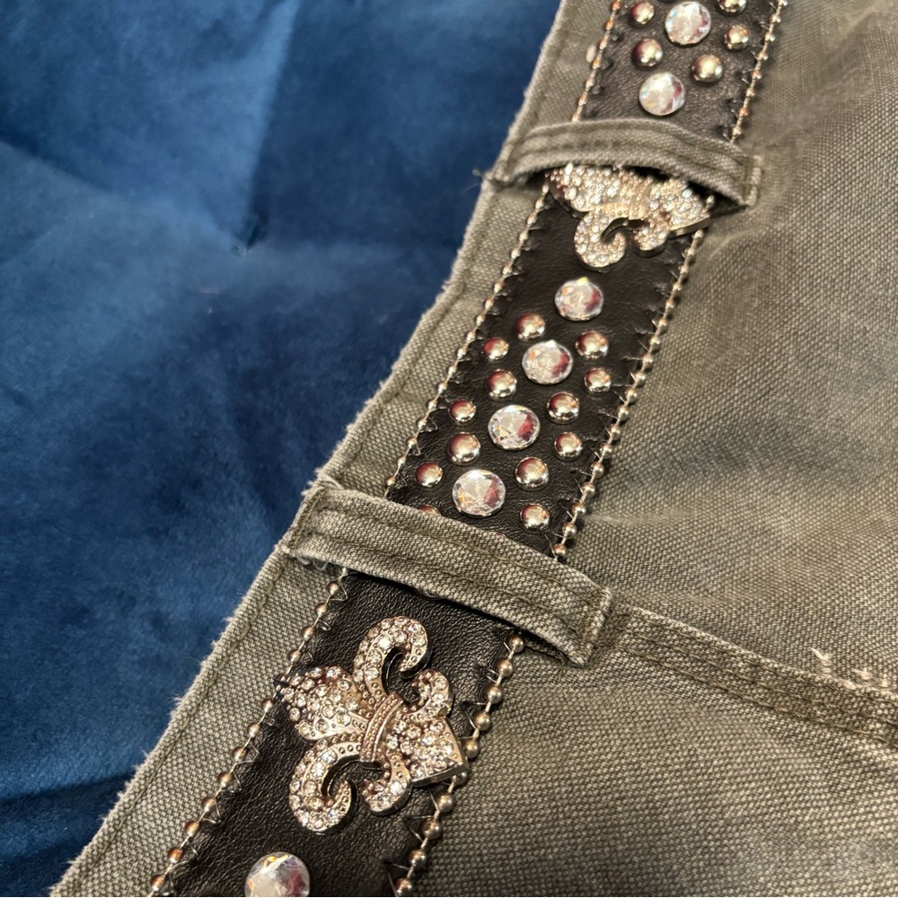 Black and silver studded belt with rhinestones